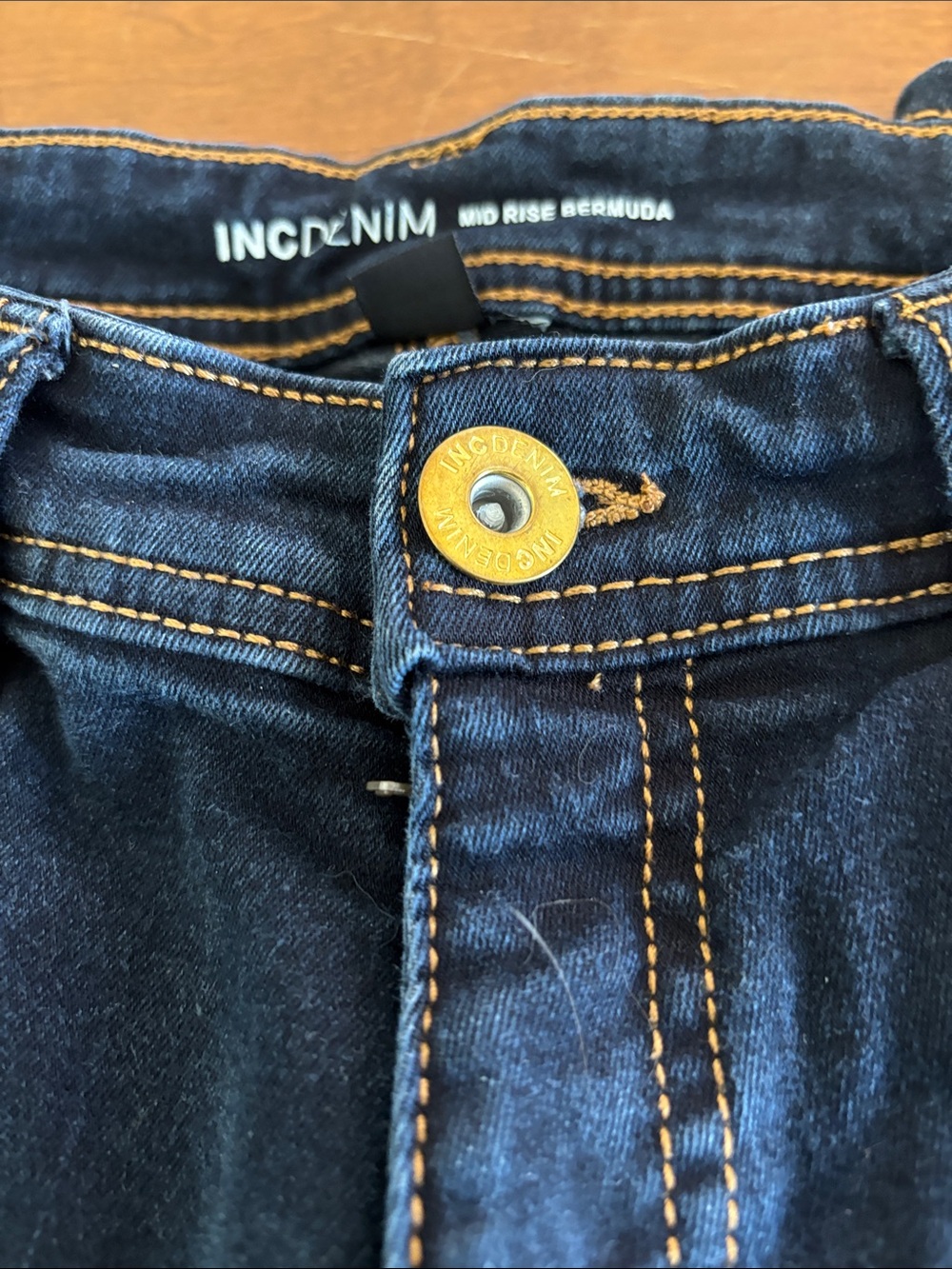 INC Denim Mid Rise Bermuda Dark Wash Jeans Size 10 - Picture 3 of 9